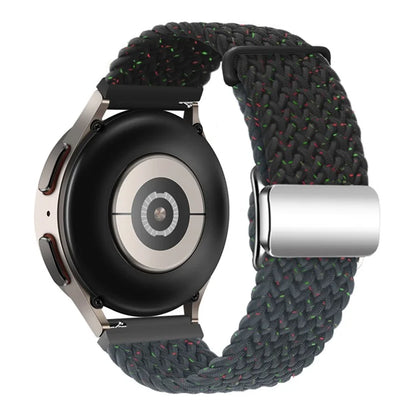 Universal 22mm Woven Watch Strap Silver Magnetic Buckle Replacement Wrist Band