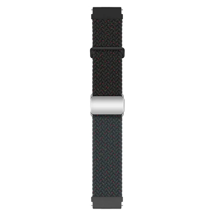 Universal 22mm Woven Watch Strap Silver Magnetic Buckle Replacement Wrist Band