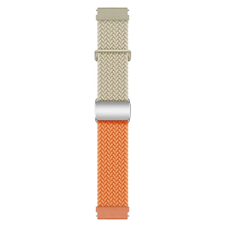 Universal 22mm Woven Watch Strap Silver Magnetic Buckle Replacement Wrist Band
