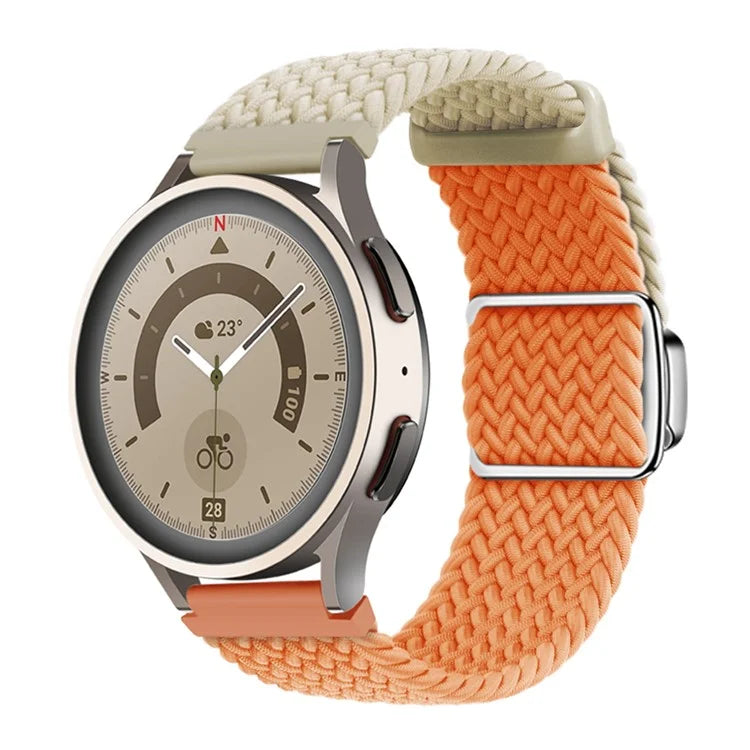 Universal 22mm Woven Watch Strap Silver Magnetic Buckle Replacement Wrist Band