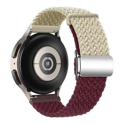 Universal 22mm Woven Watch Strap Silver Magnetic Buckle Replacement Wrist Band