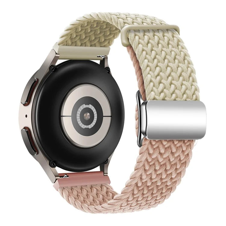 Universal 22mm Woven Watch Strap Silver Magnetic Buckle Replacement Wrist Band