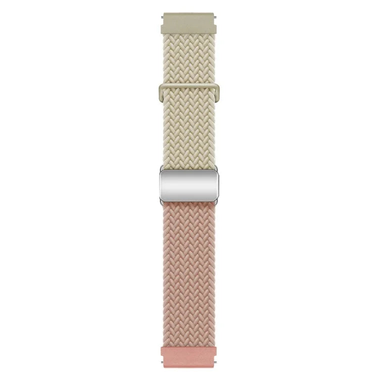 Universal 22mm Woven Watch Strap Silver Magnetic Buckle Replacement Wrist Band