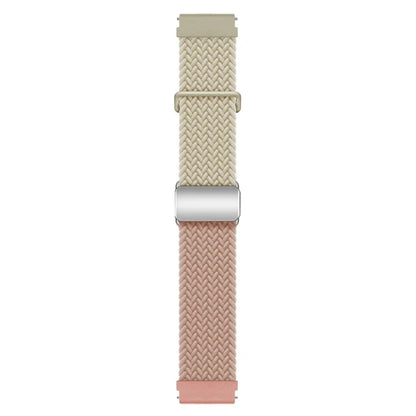 Universal 22mm Woven Watch Strap Silver Magnetic Buckle Replacement Wrist Band