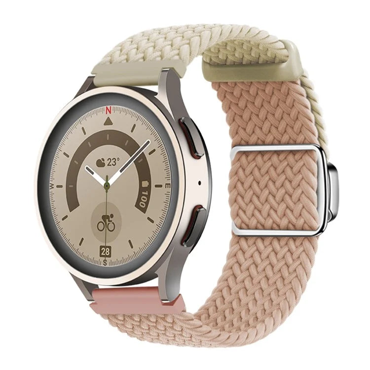 Universal 22mm Woven Watch Strap Silver Magnetic Buckle Replacement Wrist Band