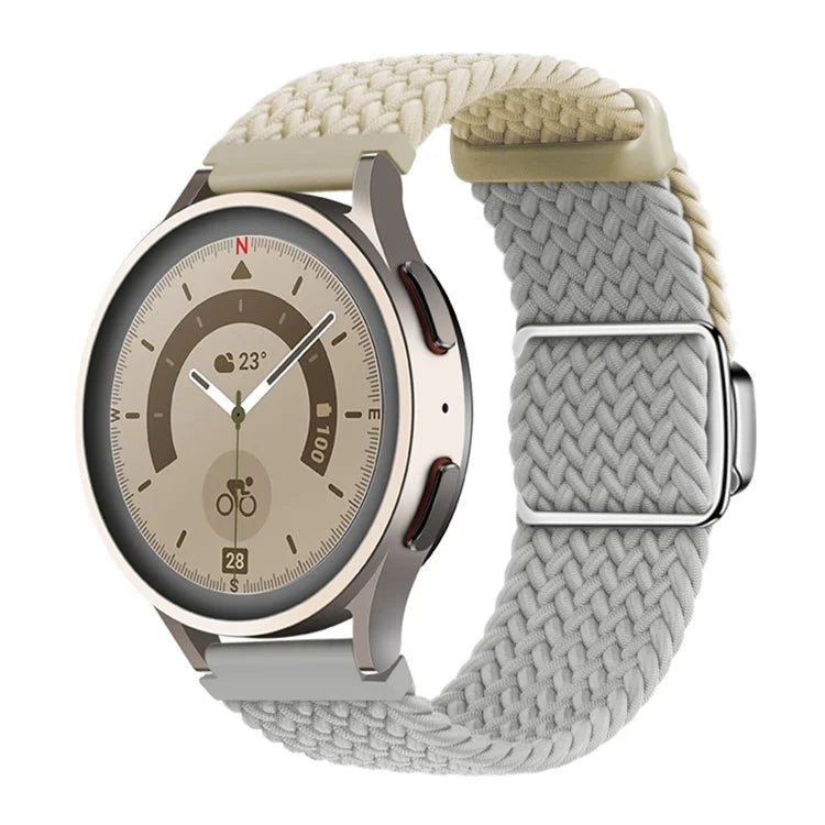 Universal 22mm Woven Watch Strap Silver Magnetic Buckle Replacement Wrist Band