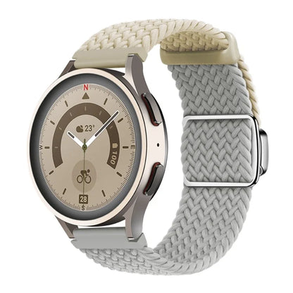 Universal 22mm Woven Watch Strap Silver Magnetic Buckle Replacement Wrist Band
