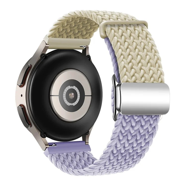 Universal 22mm Woven Watch Strap Silver Magnetic Buckle Replacement Wrist Band