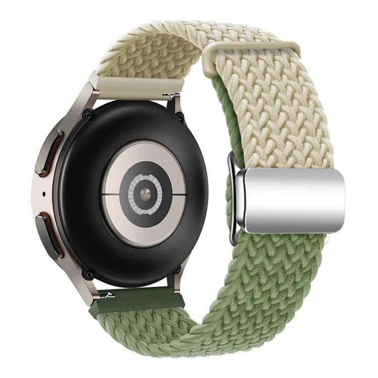Universal 22mm Woven Watch Strap Silver Magnetic Buckle Replacement Wrist Band