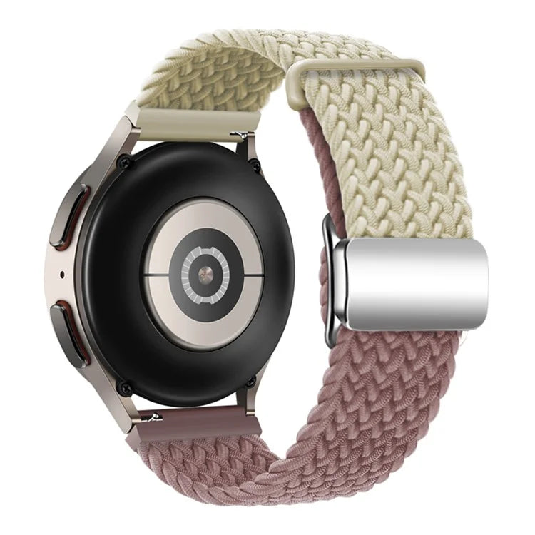 Universal 22mm Woven Watch Strap Silver Magnetic Buckle Replacement Wrist Band