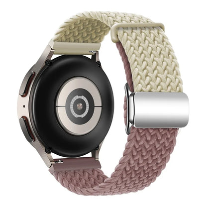 Universal 22mm Woven Watch Strap Silver Magnetic Buckle Replacement Wrist Band