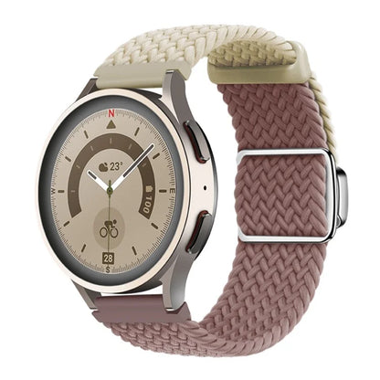 Universal 22mm Woven Watch Strap Silver Magnetic Buckle Replacement Wrist Band