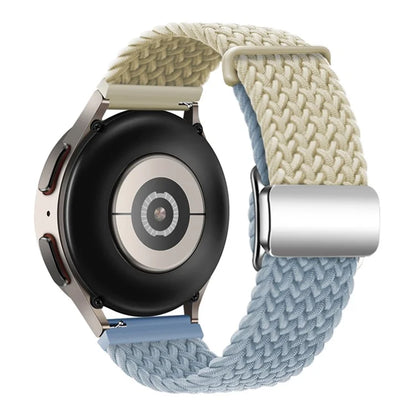 Universal 22mm Woven Watch Strap Silver Magnetic Buckle Replacement Wrist Band