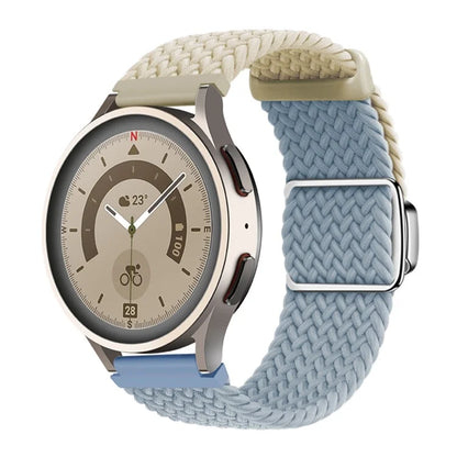 Universal 22mm Woven Watch Strap Silver Magnetic Buckle Replacement Wrist Band