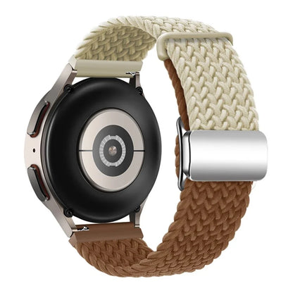 Universal 22mm Woven Watch Strap Silver Magnetic Buckle Replacement Wrist Band
