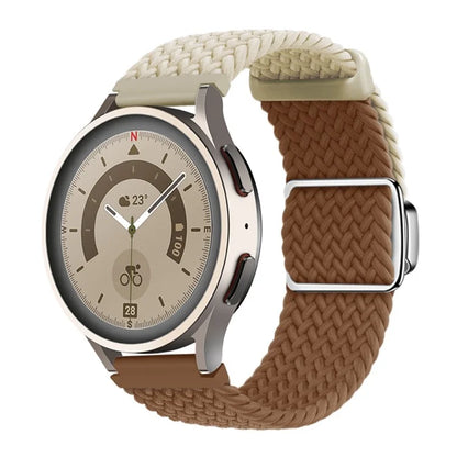 Universal 22mm Woven Watch Strap Silver Magnetic Buckle Replacement Wrist Band