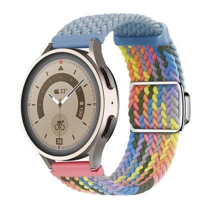 Universal 22mm Woven Watch Strap Silver Magnetic Buckle Replacement Wrist Band