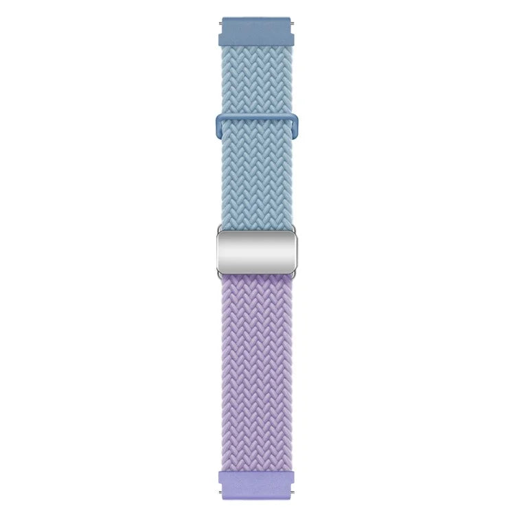 Universal 22mm Woven Watch Strap Silver Magnetic Buckle Replacement Wrist Band