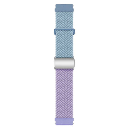 Universal 22mm Woven Watch Strap Silver Magnetic Buckle Replacement Wrist Band