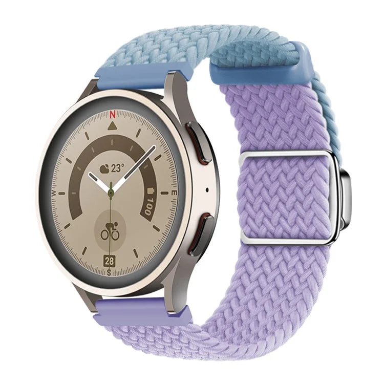 Universal 22mm Woven Watch Strap Silver Magnetic Buckle Replacement Wrist Band
