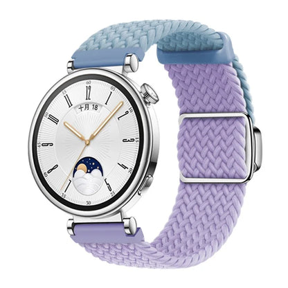 For Huawei Watch GT 4 41mm Universal 18mm Watch Strap Woven Wrist Band with Silver Magnetic Buckle