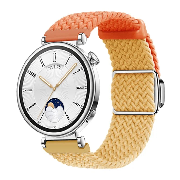For Huawei Watch GT 4 41mm Universal 18mm Watch Strap Woven Wrist Band with Silver Magnetic Buckle