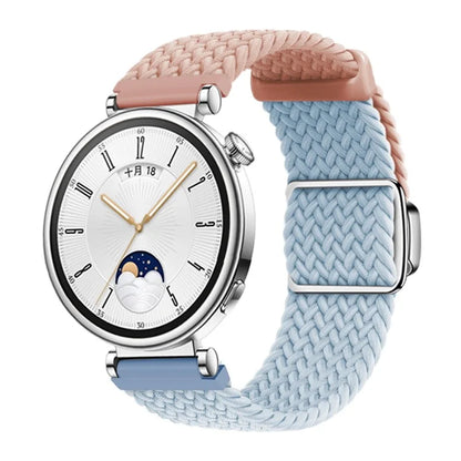 For Huawei Watch GT 4 41mm Universal 18mm Watch Strap Woven Wrist Band with Silver Magnetic Buckle
