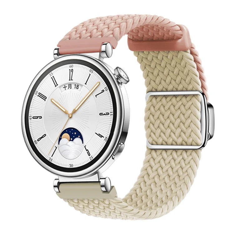 For Huawei Watch GT 4 41mm Universal 18mm Watch Strap Woven Wrist Band with Silver Magnetic Buckle