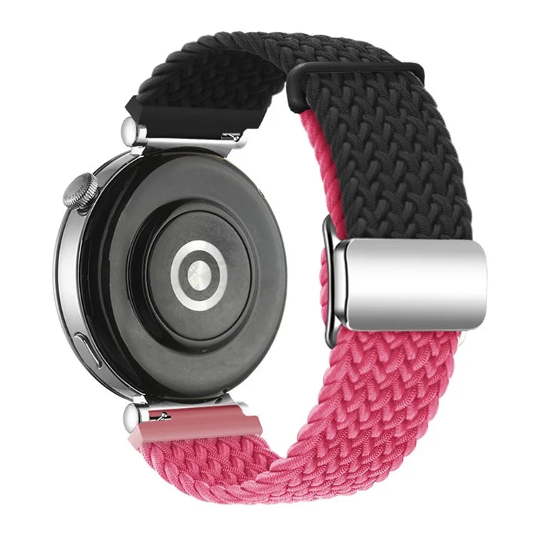 For Huawei Watch GT 4 41mm Universal 18mm Watch Strap Woven Wrist Band with Silver Magnetic Buckle