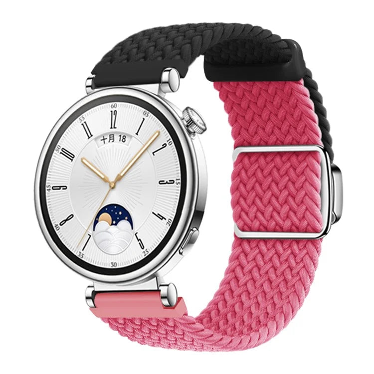 For Huawei Watch GT 4 41mm Universal 18mm Watch Strap Woven Wrist Band with Silver Magnetic Buckle