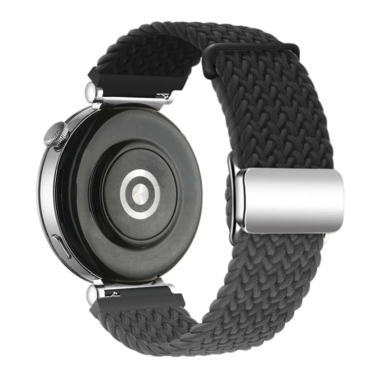 For Huawei Watch GT 4 41mm Universal 18mm Watch Strap Woven Wrist Band with Silver Magnetic Buckle