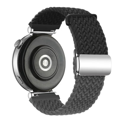For Huawei Watch GT 4 41mm Universal 18mm Watch Strap Woven Wrist Band with Silver Magnetic Buckle