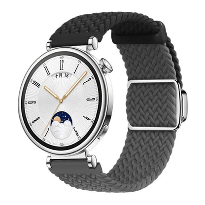 For Huawei Watch GT 4 41mm Universal 18mm Watch Strap Woven Wrist Band with Silver Magnetic Buckle
