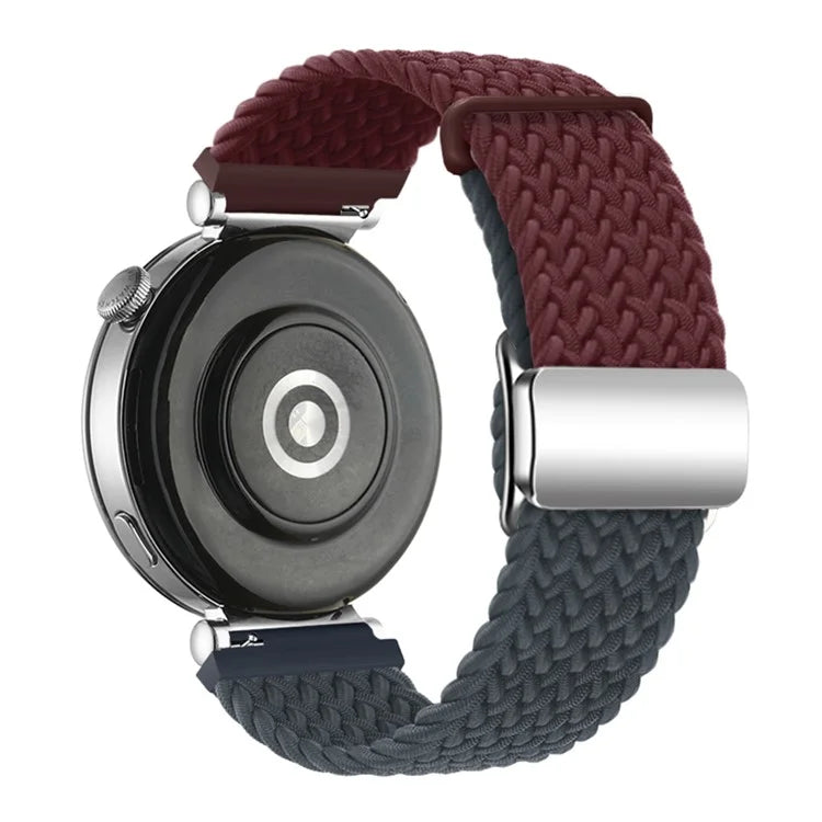 For Huawei Watch GT 4 41mm Universal 18mm Watch Strap Woven Wrist Band with Silver Magnetic Buckle