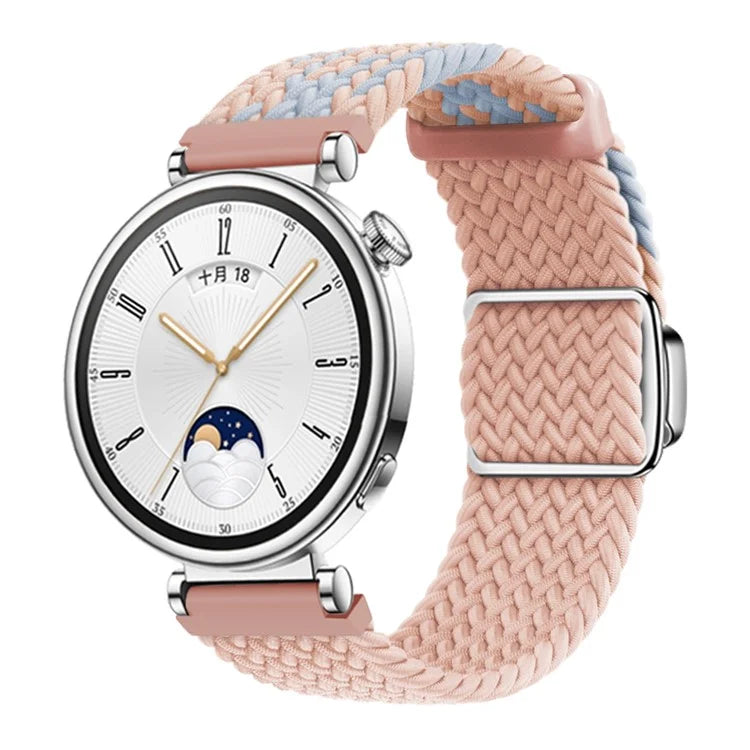 For Huawei Watch GT 4 41mm Universal 18mm Watch Strap Woven Wrist Band with Silver Magnetic Buckle