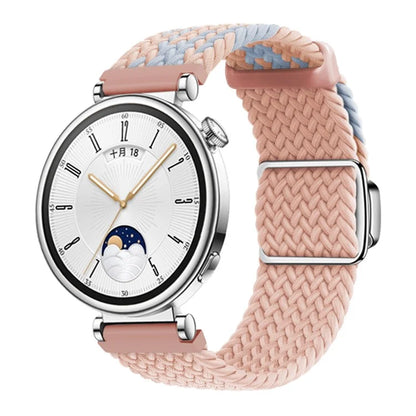 For Huawei Watch GT 4 41mm Universal 18mm Watch Strap Woven Wrist Band with Silver Magnetic Buckle