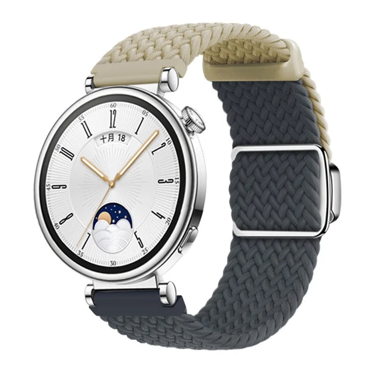 For Huawei Watch GT 4 41mm Universal 18mm Watch Strap Woven Wrist Band with Silver Magnetic Buckle
