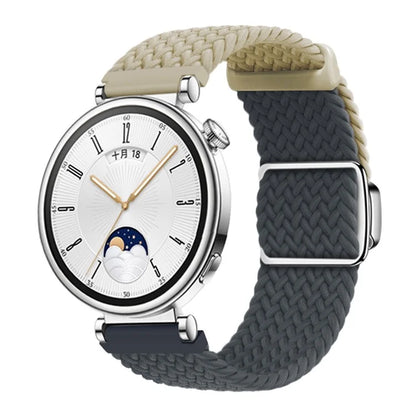 For Huawei Watch GT 4 41mm Universal 18mm Watch Strap Woven Wrist Band with Silver Magnetic Buckle