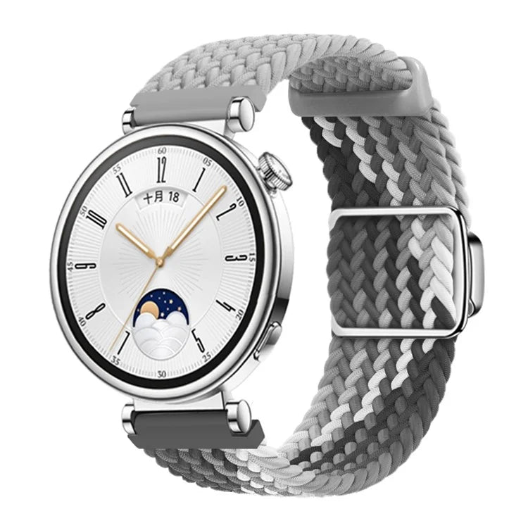 For Huawei Watch GT 4 41mm Universal 18mm Watch Strap Woven Wrist Band with Silver Magnetic Buckle