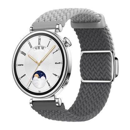 For Huawei Watch GT 4 41mm Universal 18mm Watch Strap Woven Wrist Band with Silver Magnetic Buckle