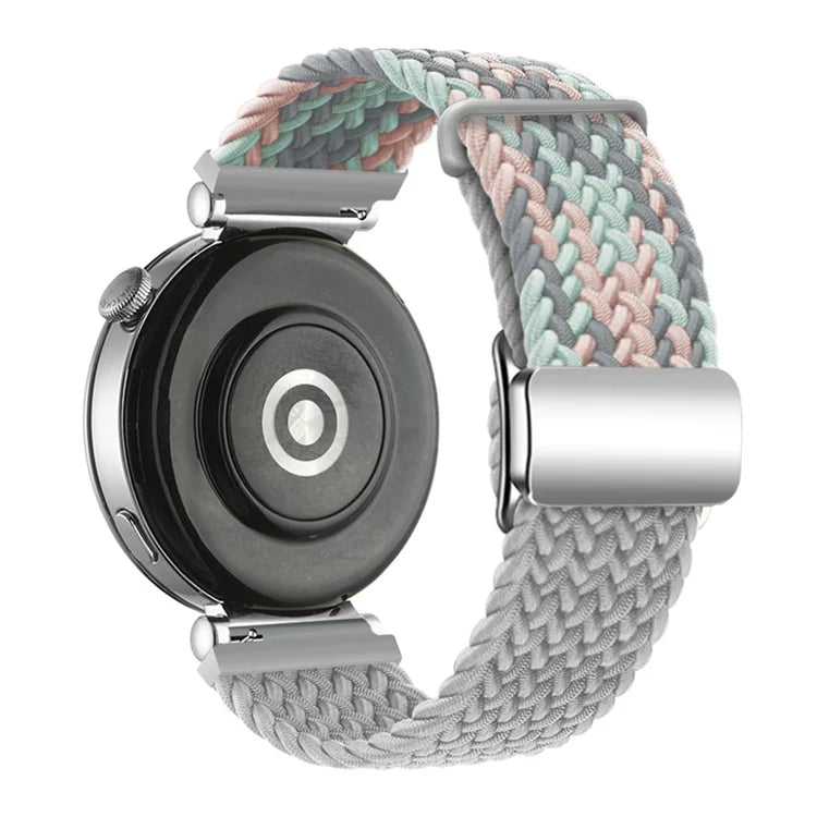For Huawei Watch GT 4 41mm Universal 18mm Watch Strap Woven Wrist Band with Silver Magnetic Buckle