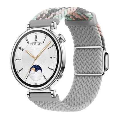 For Huawei Watch GT 4 41mm Universal 18mm Watch Strap Woven Wrist Band with Silver Magnetic Buckle