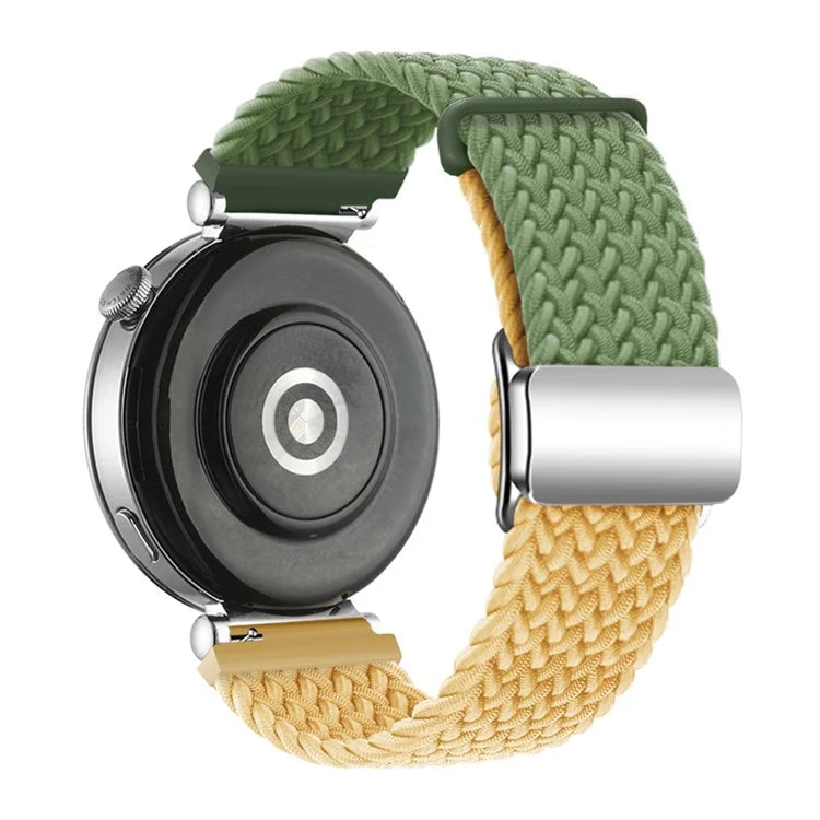 For Huawei Watch GT 4 41mm Universal 18mm Watch Strap Woven Wrist Band with Silver Magnetic Buckle