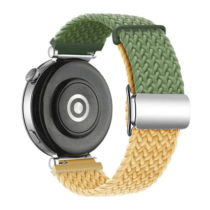 For Huawei Watch GT 4 41mm Universal 18mm Watch Strap Woven Wrist Band with Silver Magnetic Buckle