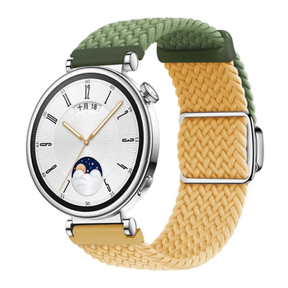 For Huawei Watch GT 4 41mm Universal 18mm Watch Strap Woven Wrist Band with Silver Magnetic Buckle