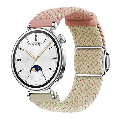 For Huawei Watch GT 4 41mm Universal 18mm Watch Strap Woven Wrist Band with Silver Magnetic Buckle