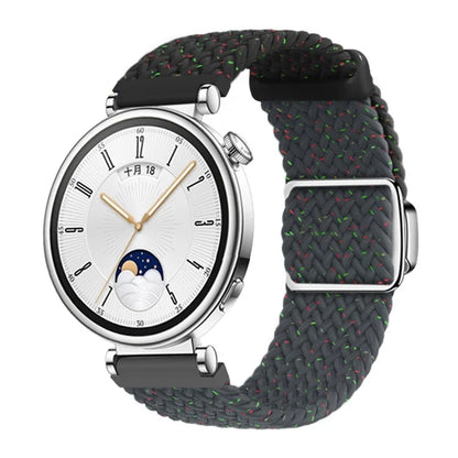 For Huawei Watch GT 4 41mm Universal 18mm Watch Strap Woven Wrist Band with Silver Magnetic Buckle