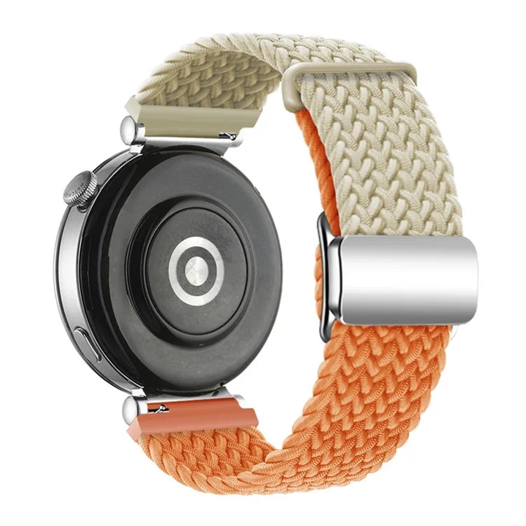 For Huawei Watch GT 4 41mm Universal 18mm Watch Strap Woven Wrist Band with Silver Magnetic Buckle