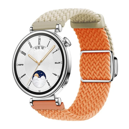For Huawei Watch GT 4 41mm Universal 18mm Watch Strap Woven Wrist Band with Silver Magnetic Buckle