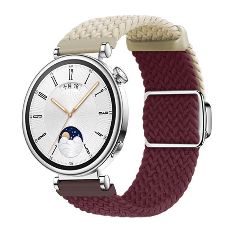 For Huawei Watch GT 4 41mm Universal 18mm Watch Strap Woven Wrist Band with Silver Magnetic Buckle